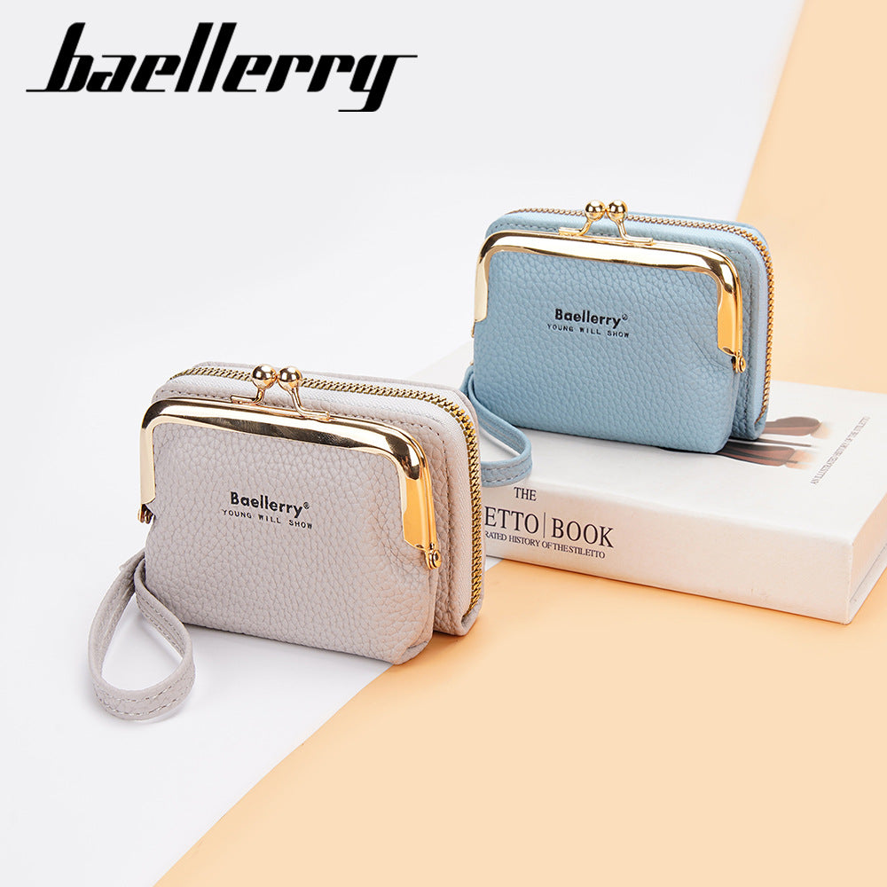 Women's Korean Lychee Pattern Zip Organ Mini Card Holder