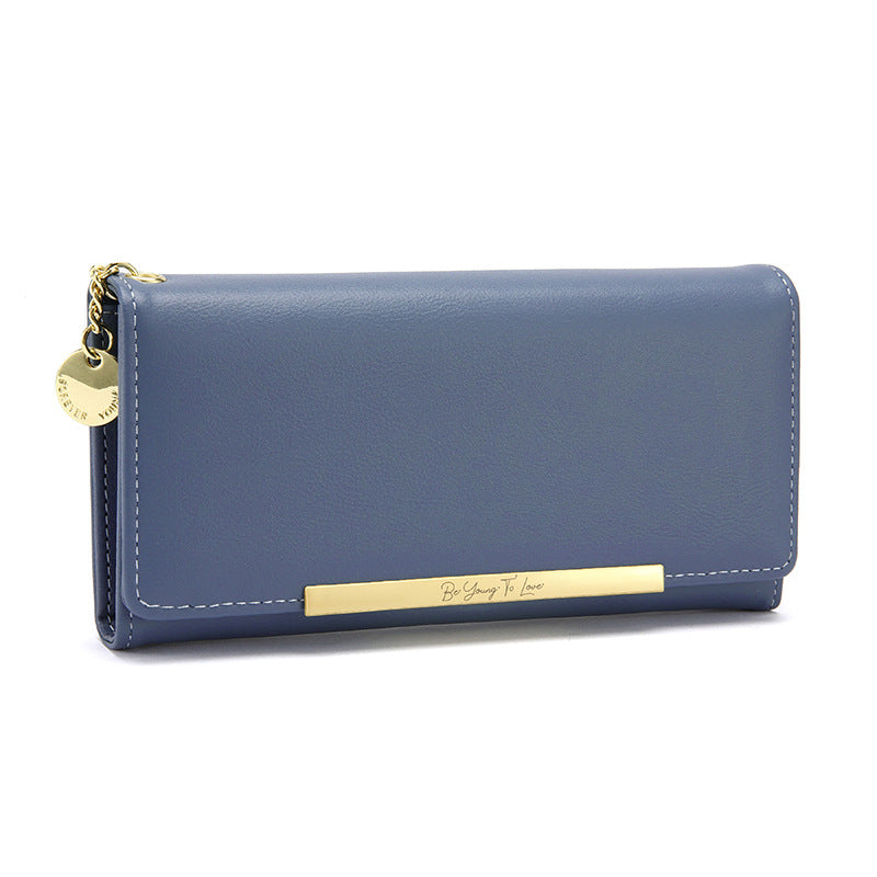 Women's Korean Long Solid Color Two-fold Super Purses