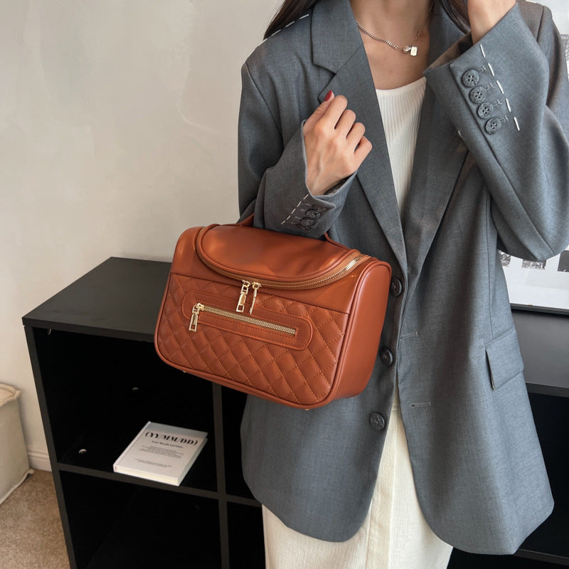 Large Capacity Toiletry Portable Cosmetics Storage Rhombus Material More Cosmetic Bags