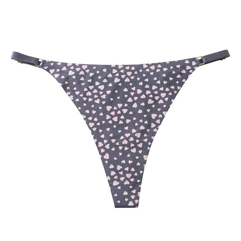 Women's Ice Silk Seamless Printed Low Waist Panties