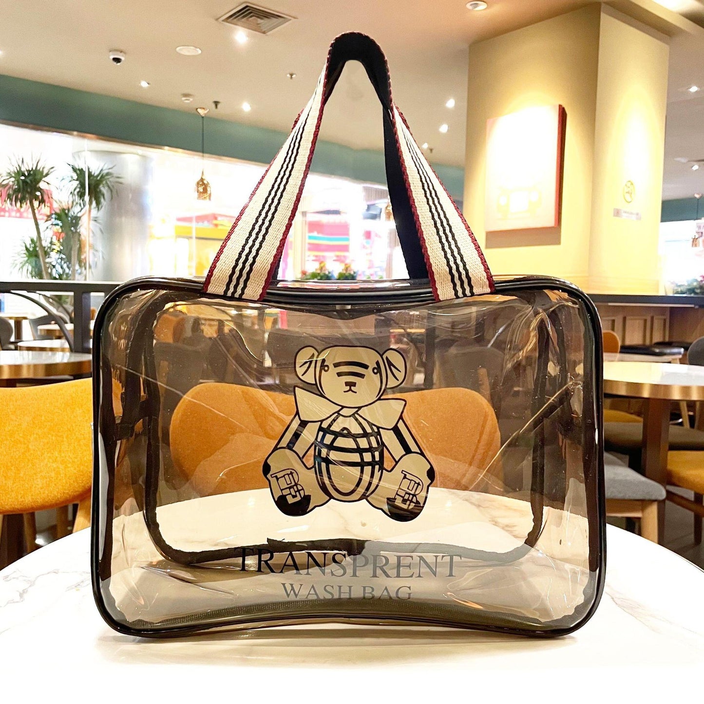 Transparent Tawny Large Capacity Waterproof Bath Fashion Workout Handbags