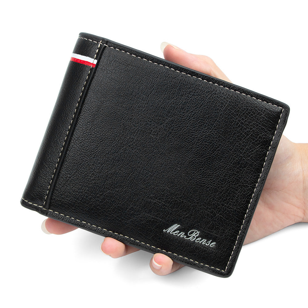 Men's Short Simple Multifunctional Multiple Slots Zipper Purses