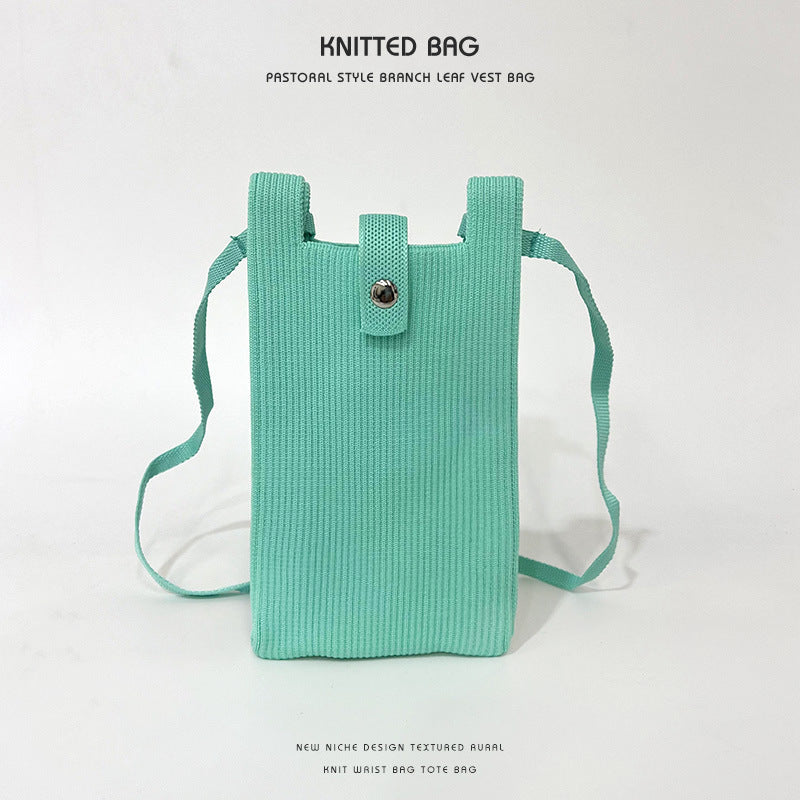 Elegant Solid Color Niche Knitted Korean Phone Bags