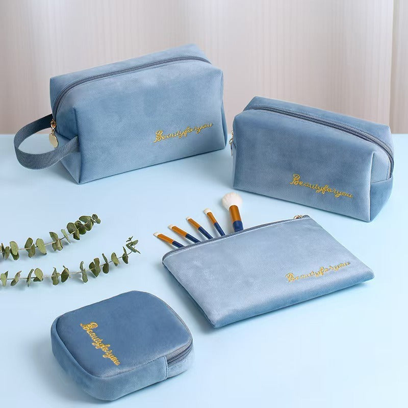 Plush Good-looking Storage Flannelette Large Capacity Embroidery Cosmetic Bags