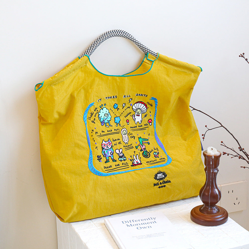 Nylon Embroidered Fashion Niche Large Capacity Women's Shoulder Bag