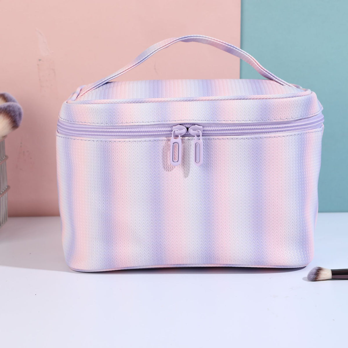 Transparent Striped Rainbow Portable Storage Wash Bags