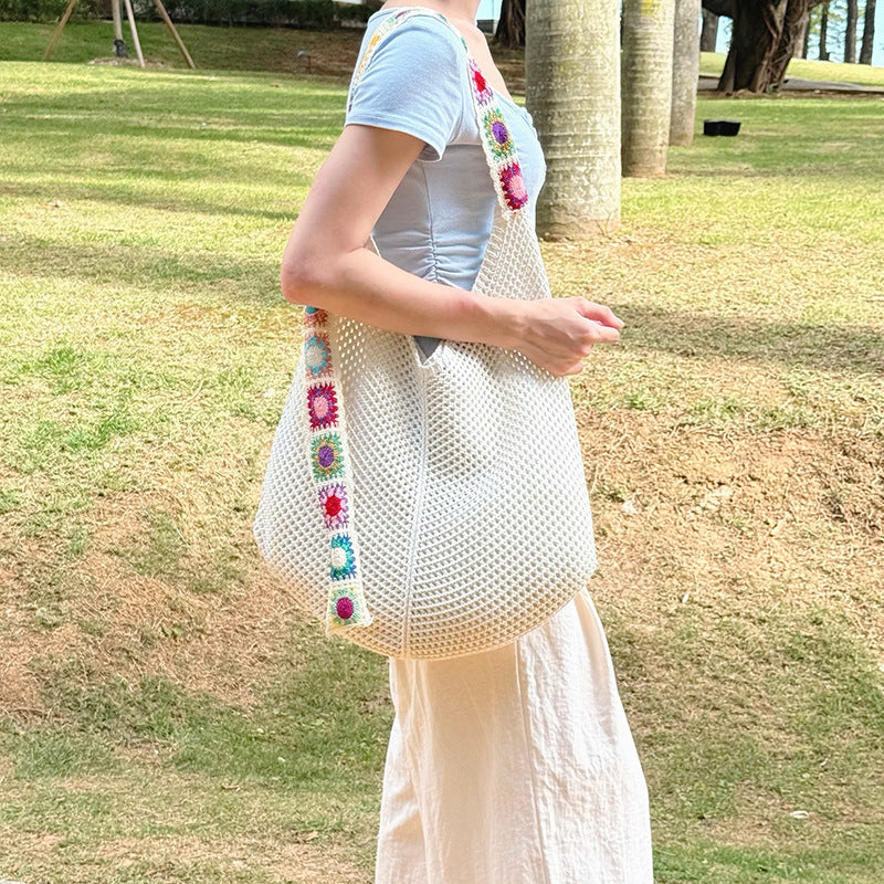 Women's Handmade Woven Hollowed Knitted Large Capacity Practical Women's Shoulder Bag