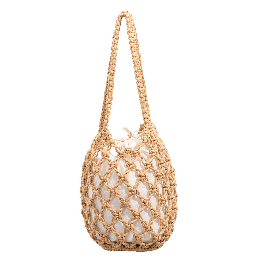 Women's Seaside Vacation Beach Pure Color Cotton Thread Bags