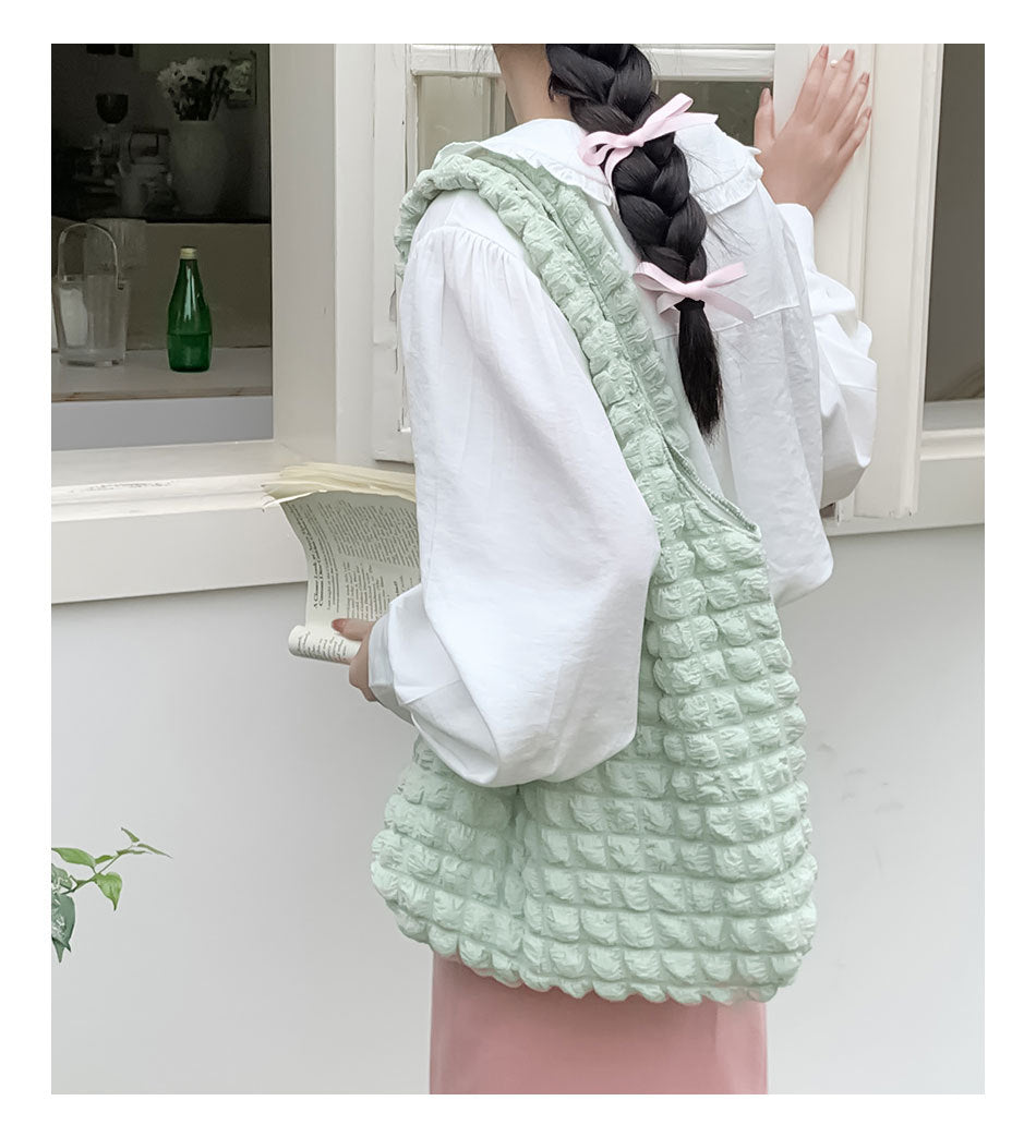 Women's Waffle Large Capacity Bubble High Sense Women's Shoulder Bag