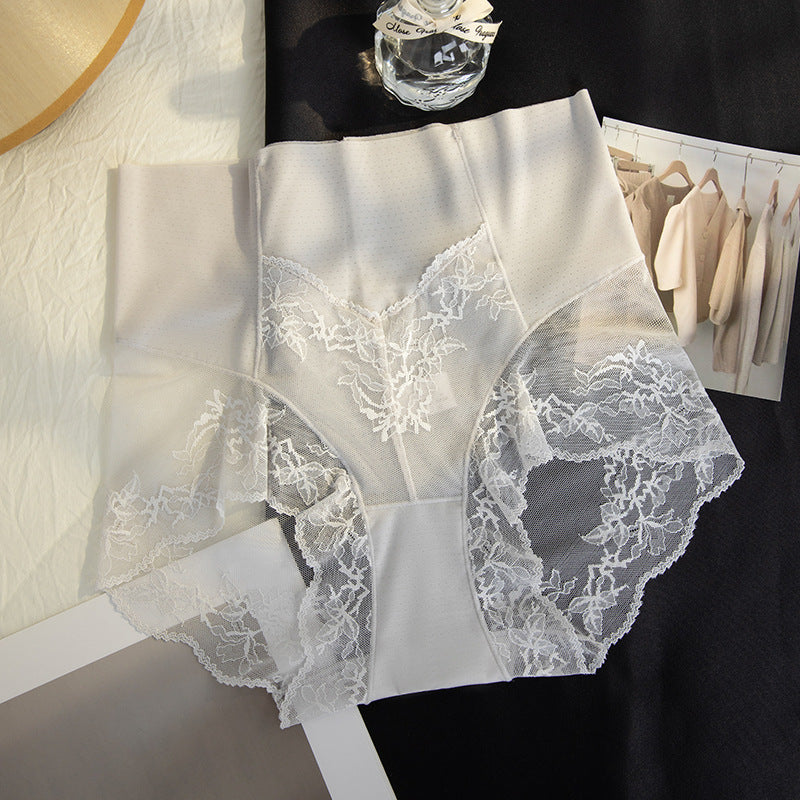 Women's High Waist Lace Belly Contracting Underwear Cotton Panties
