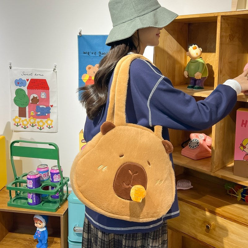 Plush Ugly Cute Capybara Large Capacity Bags