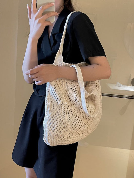 Knitted Hollow Beach Woven Goddess Festival Shoulder Bags