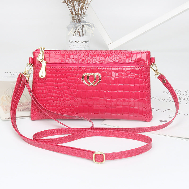Women's Fashion Shiny Surface Patent Leather Crocodile Women's Messenger Bag