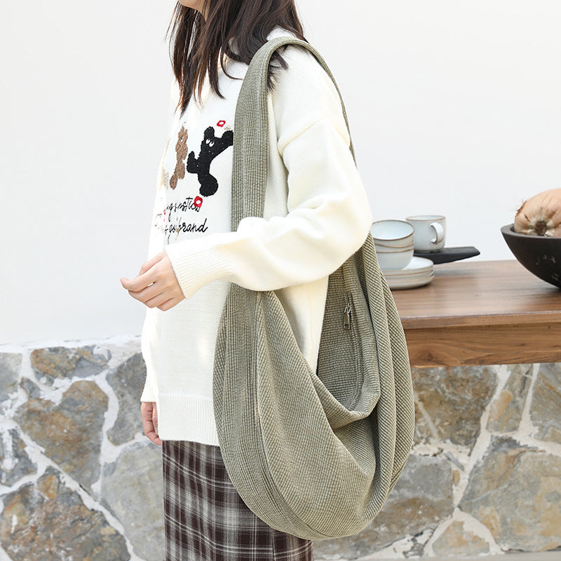 Leisure Large Capacity Dumpling Artistic Canvas Crossbody Bags