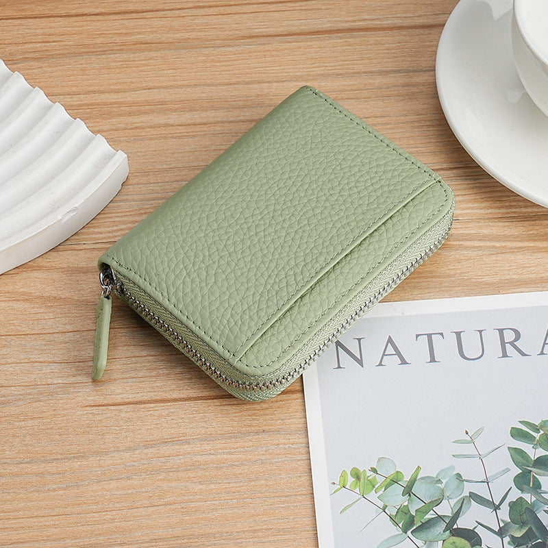 Women's & Men's & Multifunctional Leather Organ Clamp Cowhide Card Holder