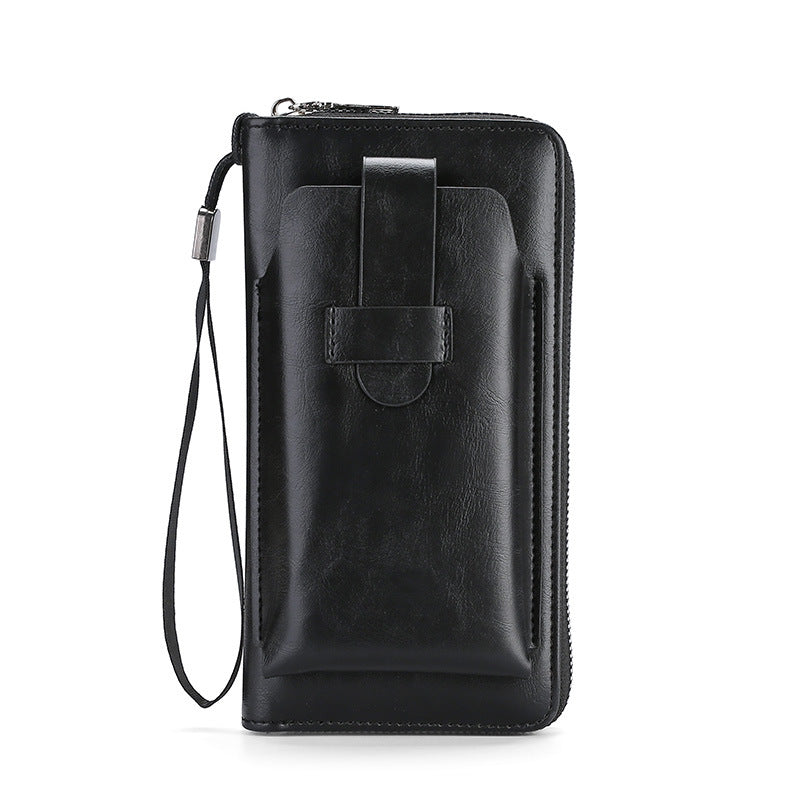 Men's Long Korean Style Green Change Zipper Mobile Fashion Men's Wallet
