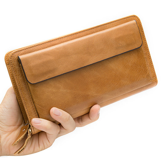 Men's Business Long Top Layer Cowhide Clutch Men's Wallets