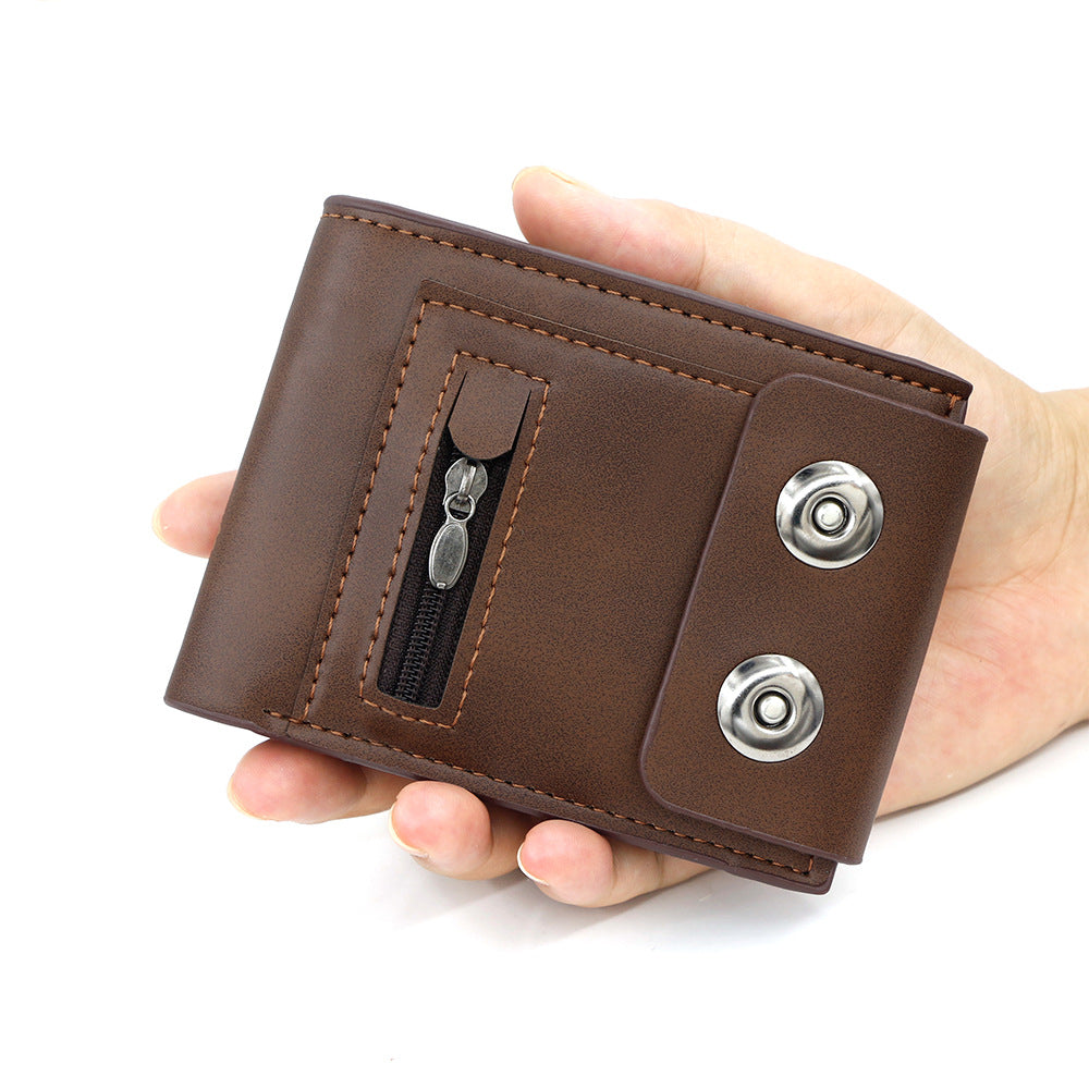 Men's Fashion Embossed Magnetic Snap Short Zipper Ladies Wallet