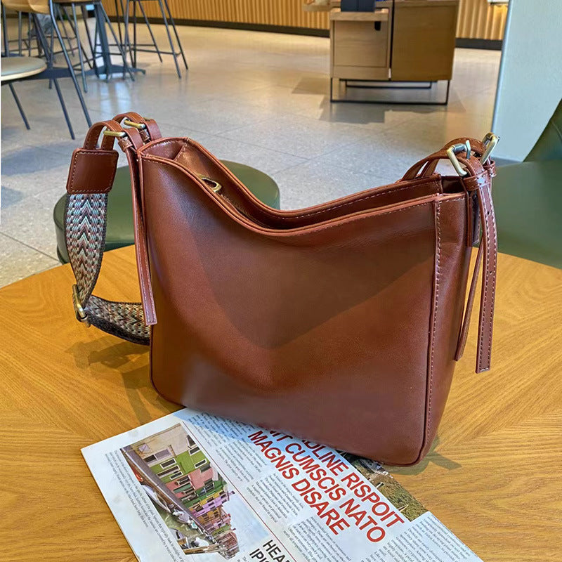 Capacity Temperament Wide Strap Vertical Soft Bags
