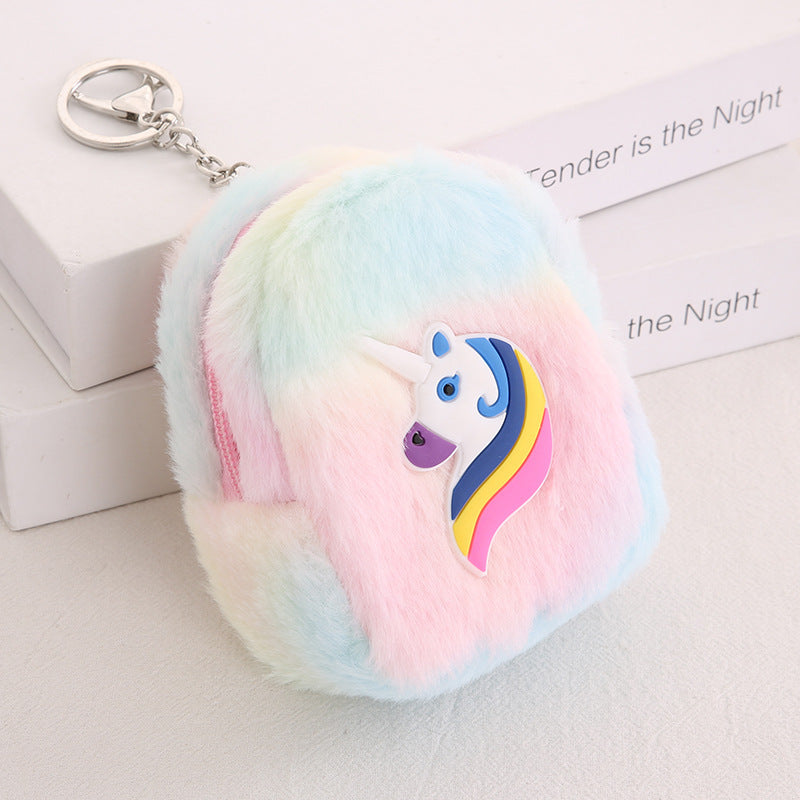 Korean Unicorn Plush Portable Headset Storage Ladies Wallet