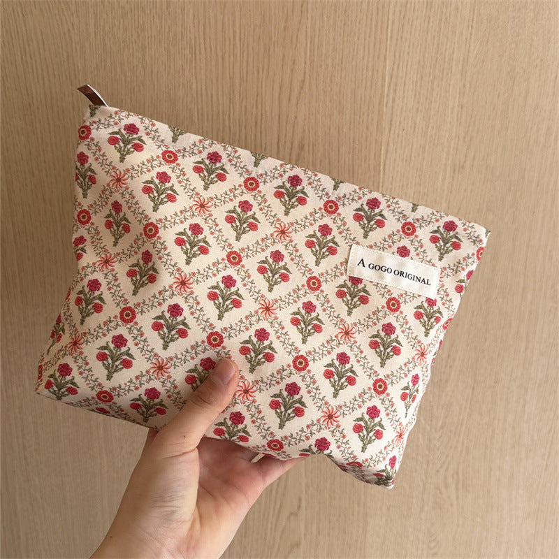 Flower Printing Pillow Floral Pencil Good-looking Large Capacity Makeup Bag