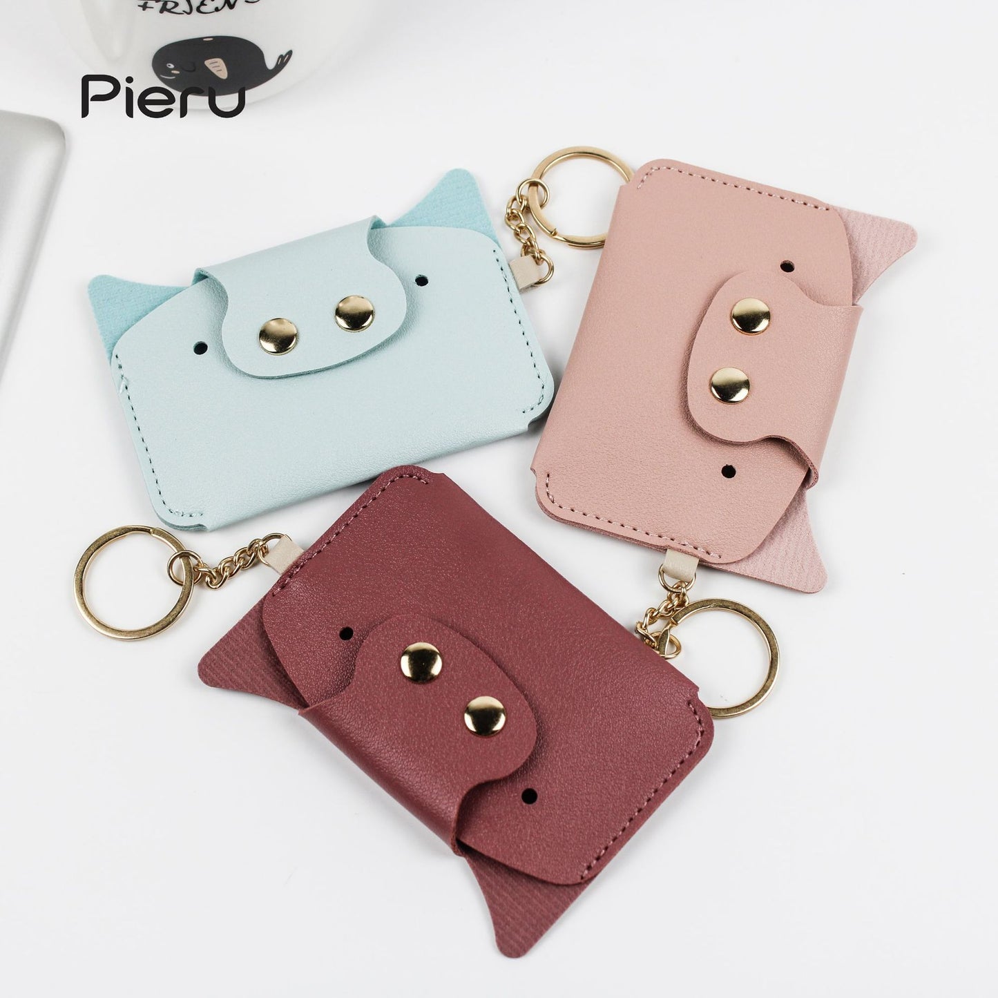 Cartoon Simple Piggy Bus Set With Card Holder