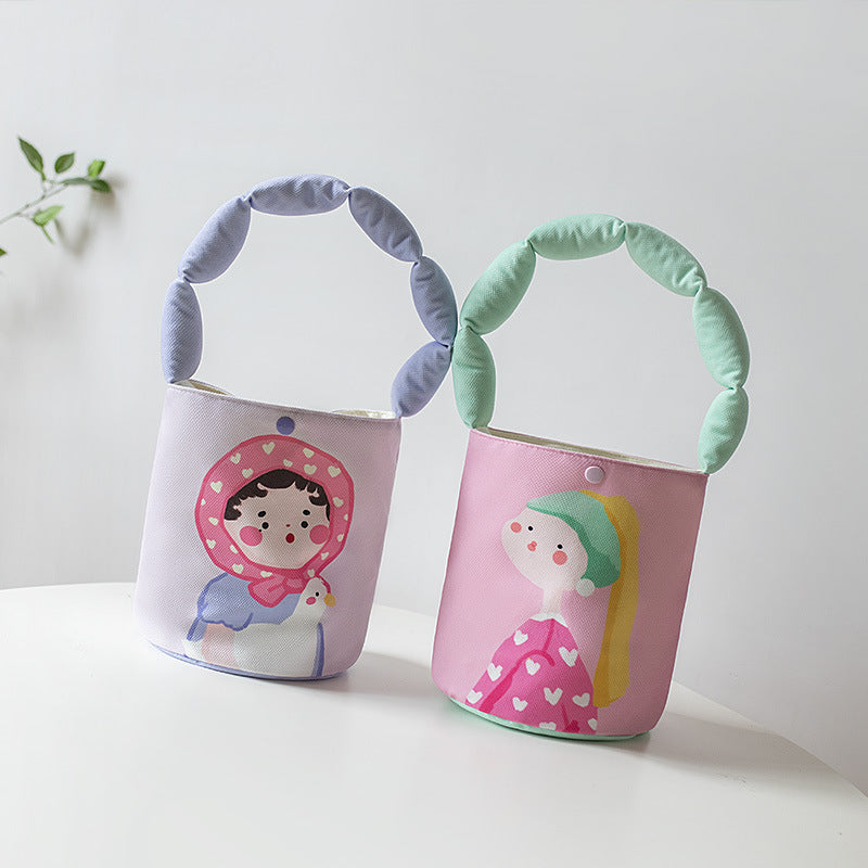 Women's Portable Underarm Cute Cartoon Cotton Handbags