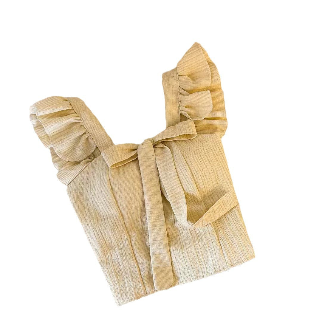 Women's Style Short Padded Strap Bow Flying Tanks Camis