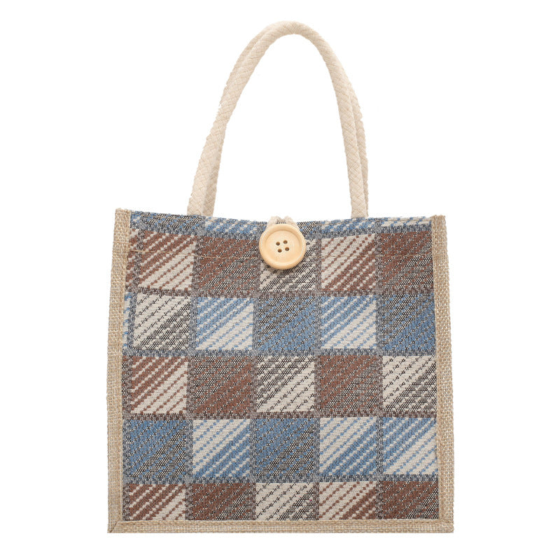 Women's Canvas Portable Sack Fashion Hand Carrying Lunch Handbags