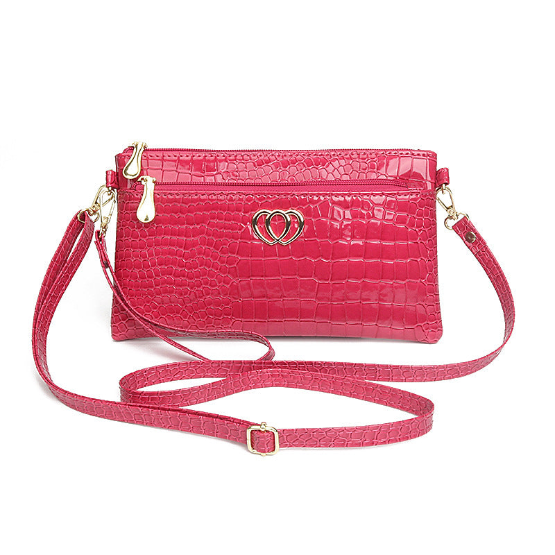 Women's Stylish Glossy Shiny Patent Leather Crocodile Pattern Bags
