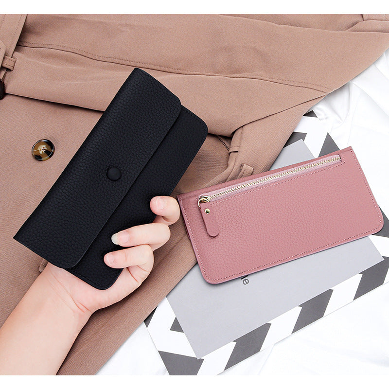 Women's Cowhide Long Hand-held Genuine Leather Ladies Wallet