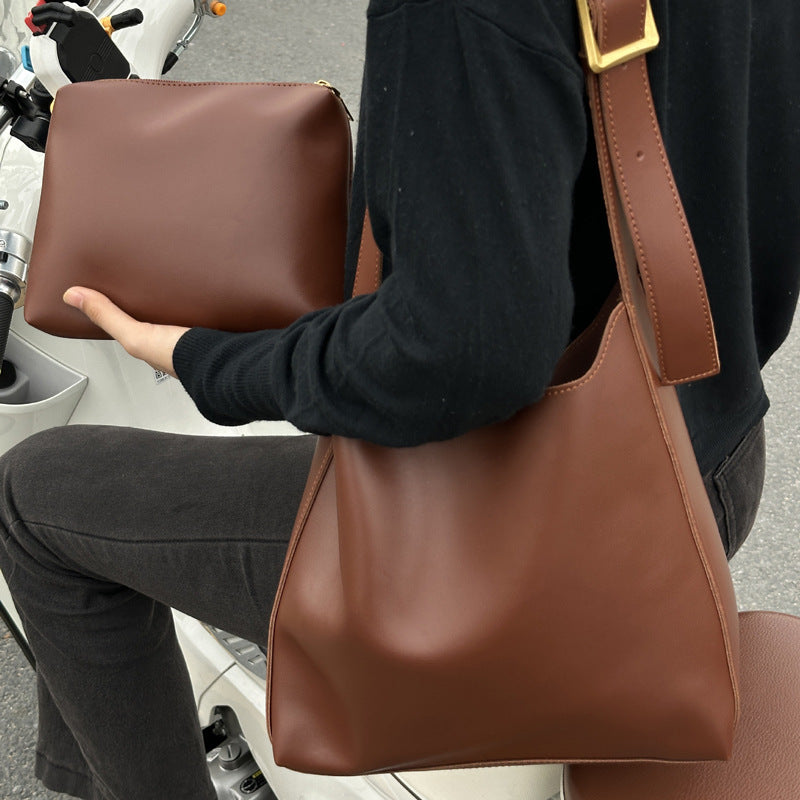 Women's Two-piece Retro Large Capacity Commuter Underarm Tote Bags