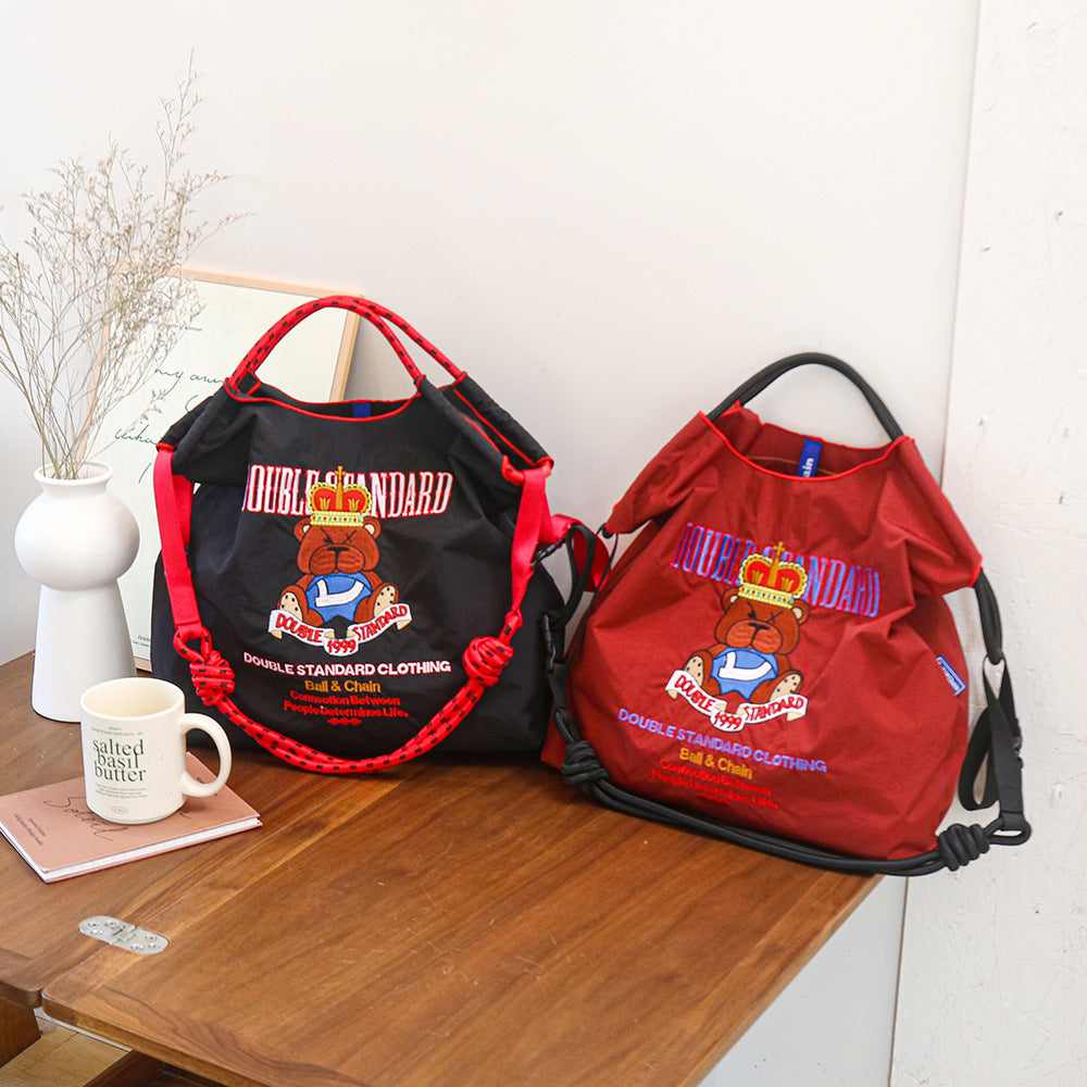 Nylon Embroidered Fashion Niche Large Capacity One Shopping Bags