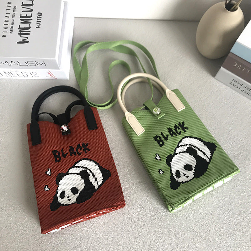 Panda Mobile Knit Personal Leisure Texture Handbags