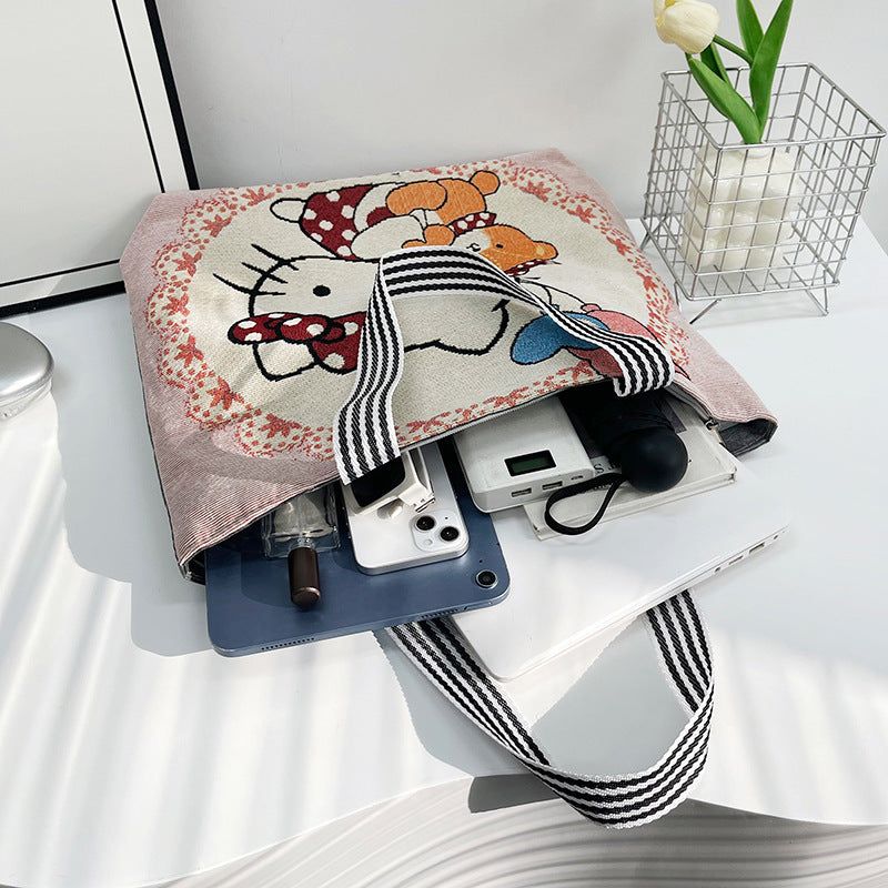 Group Purchase Large Canvas Business Live Cartoon Animal Elephant Shoulder Bags