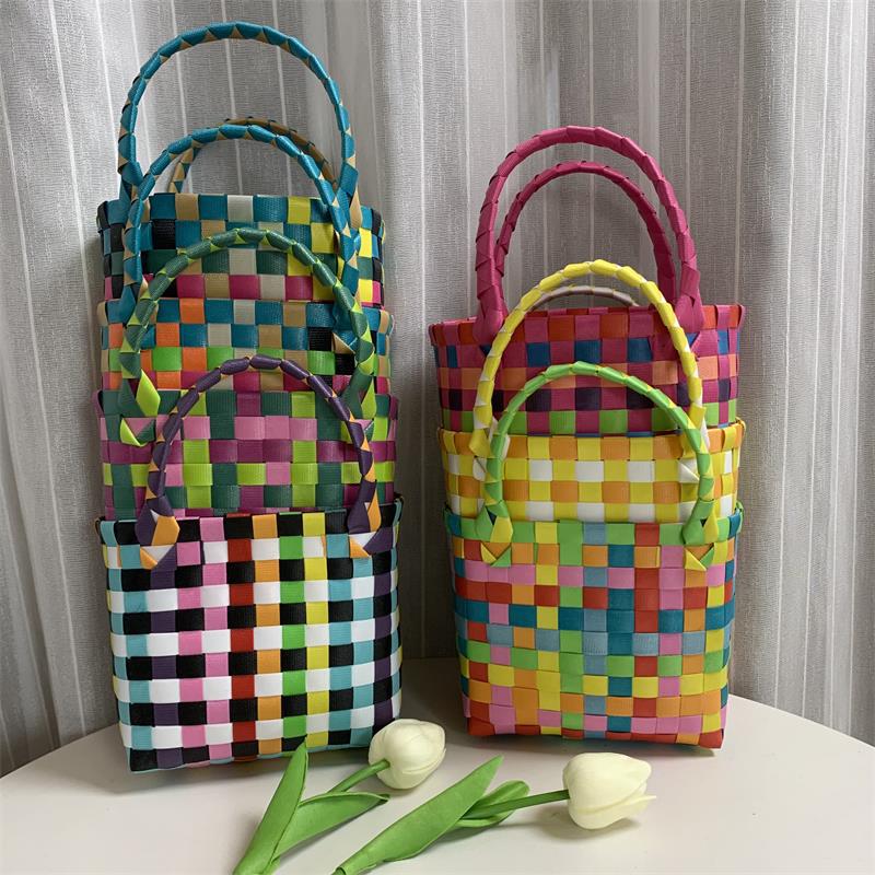Women's & Children's & Woven Vegetable Basket Beach Colorful Handbags