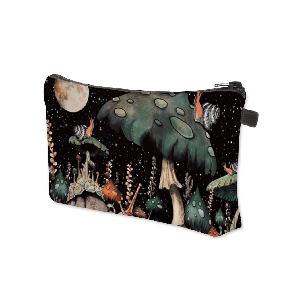 Mushroom Printing Portable Storage Wash Size Cosmetic Bags