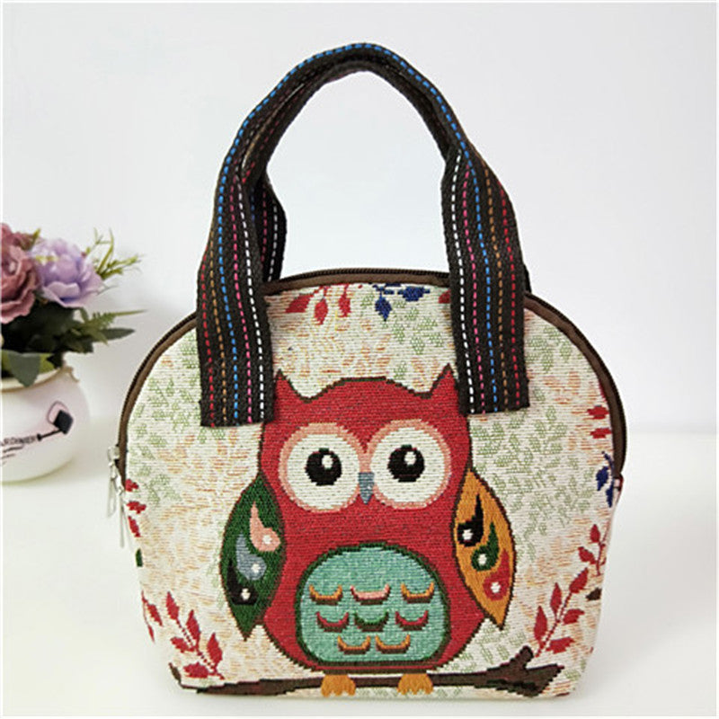 Canvas Embroidered Shell Shape Mobile Change Grocery Handbags