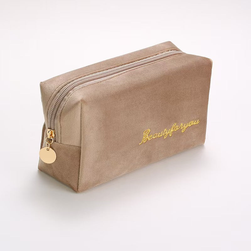 Plush Good-looking Storage Flannelette Large Capacity Embroidery Cosmetic Bags