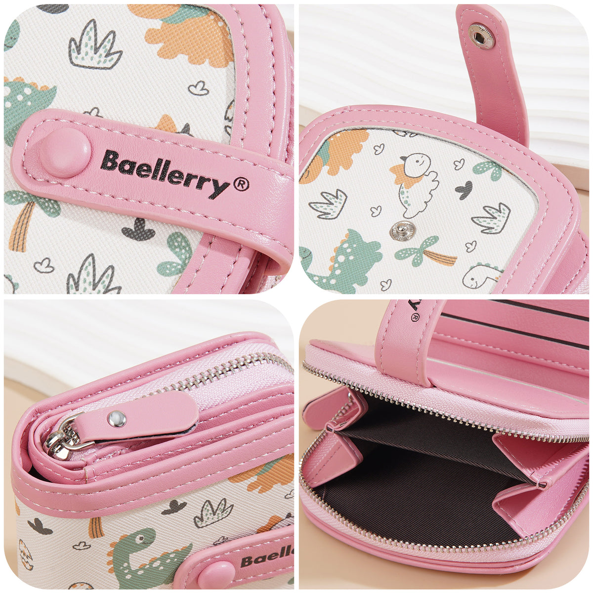 Women's & Children's Cute Dinosaur Printed Short Female Zipper Card Holder
