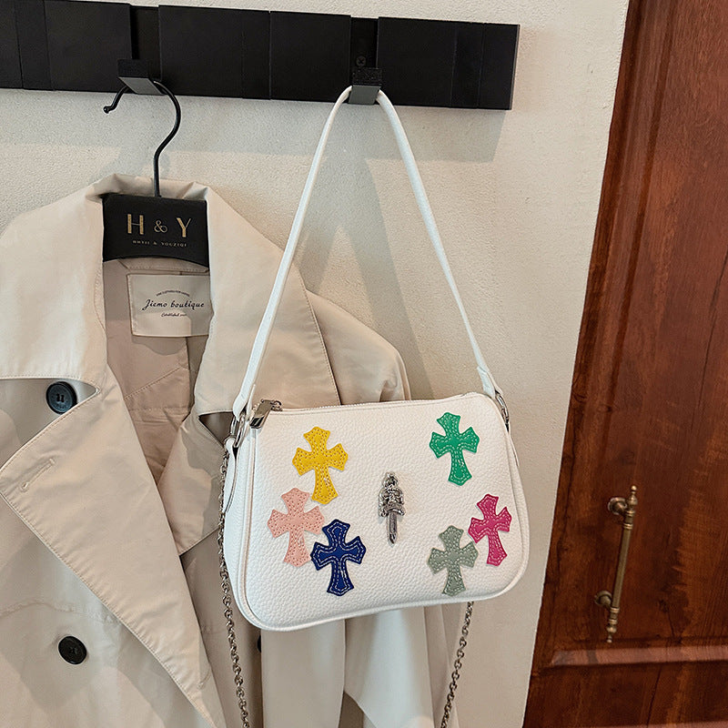 Women's Underarm Sword Cross Embroidered Chicken Fashion Women's Shoulder Bag