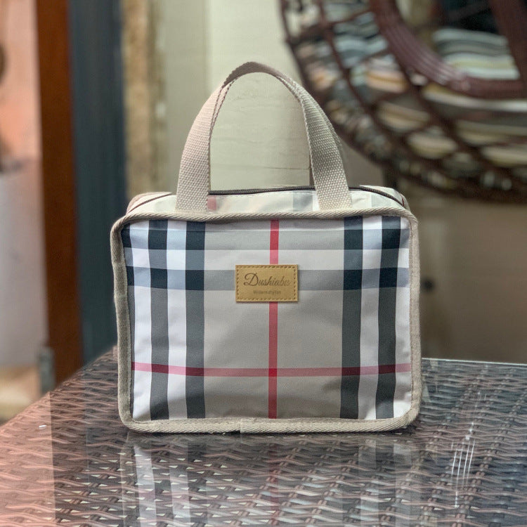 Women's Plaid Lunch Box Mom Hand Carrying Snack Cosmetic Bags
