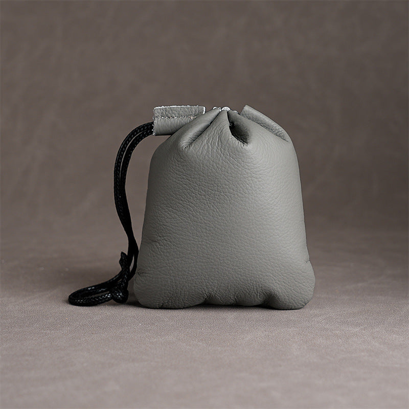 Retro Style Drawstring Pocket Full Cowhide Bags