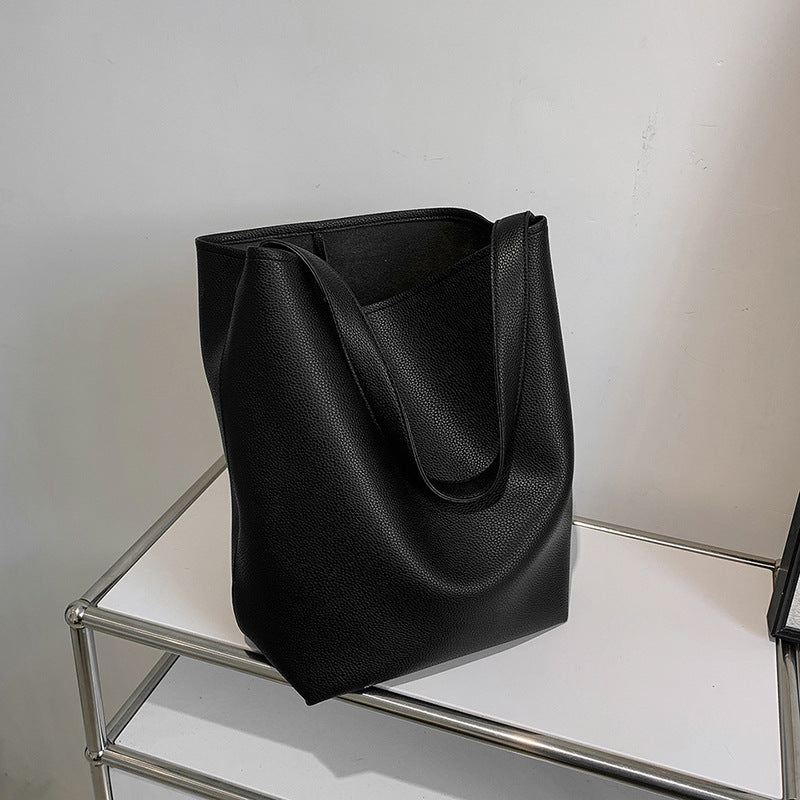 Women's Litchi Pattern Texture Soft Leather Commuter Shoulder Bags