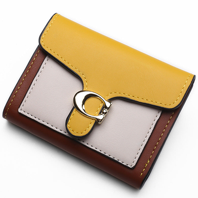 Women's Cute Fashion Short Contrast Color Folding Ladies Wallet