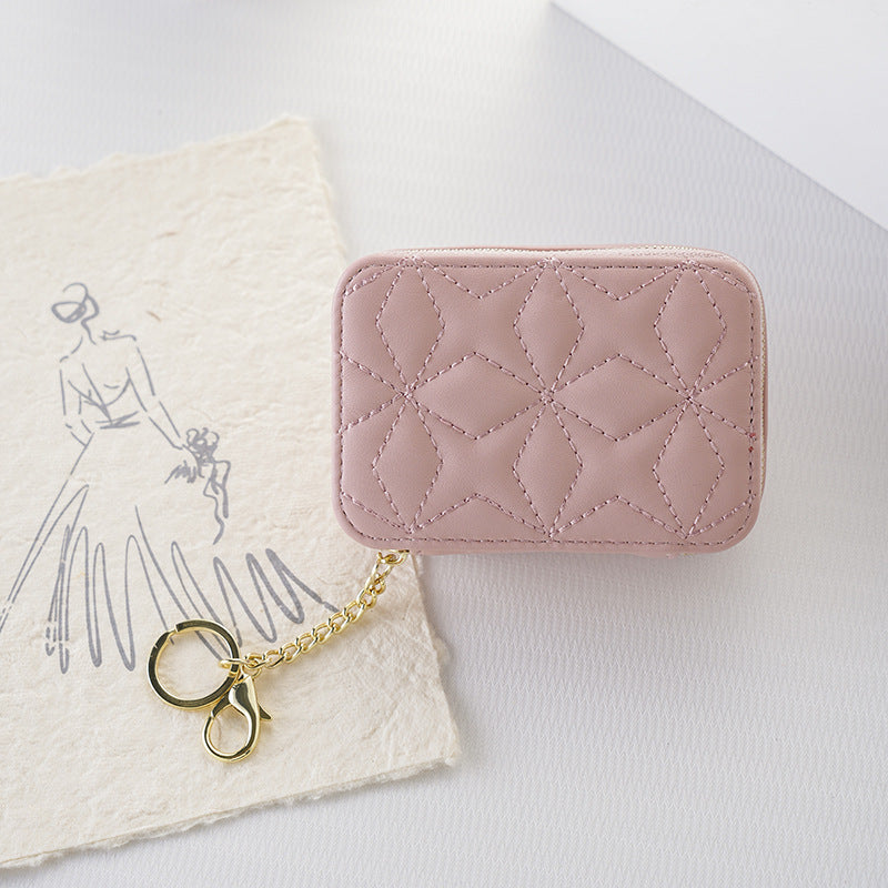 Women's Compact Simple Solid Color With Mirror Makeup Bag