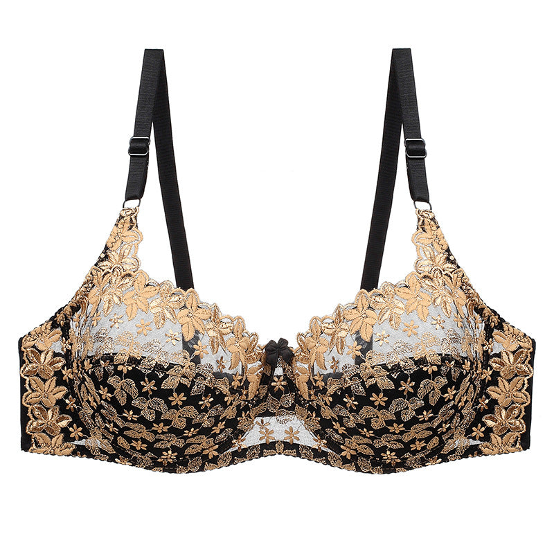 Women's Thin Padded Cup Sexy Lace Embroidery Large Bras