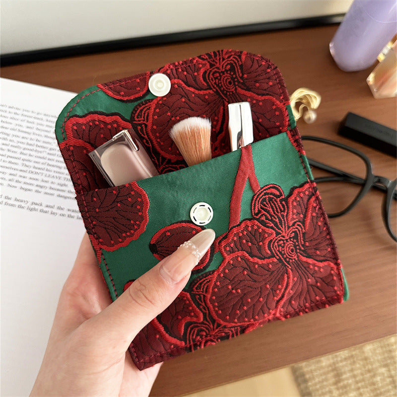 Portable Button Storage Liner Flip Lightweight Makeup Bag