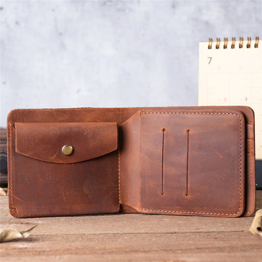 Men's Horse Leather Money Genuine Retro Rough Bags