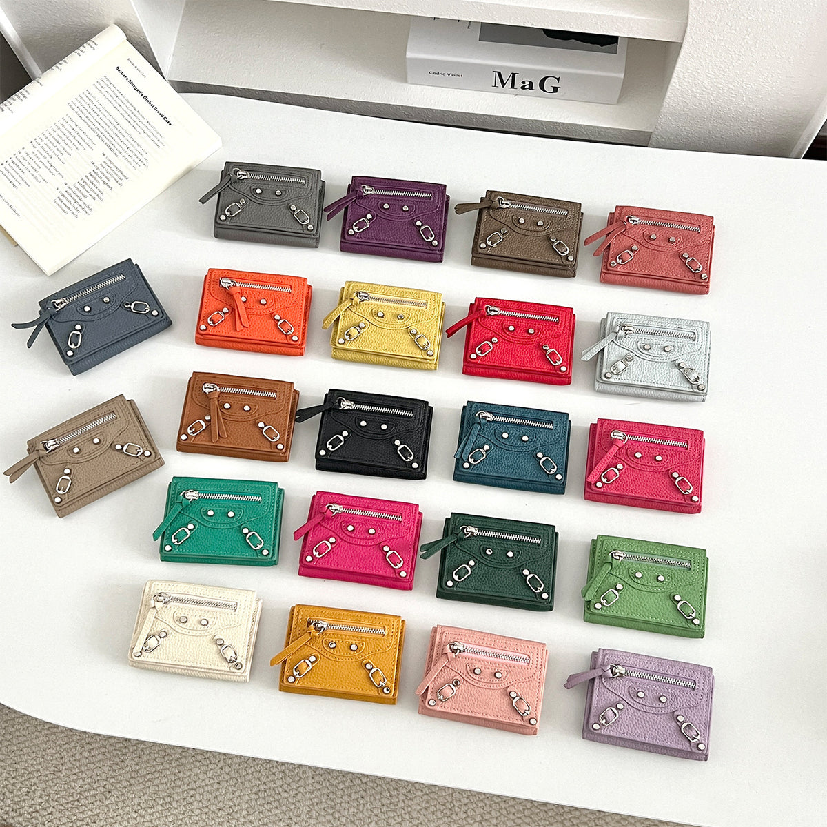 Women's Genuine Leather Short Full Compact Mini Fashion Motorcycle Ladies Wallet